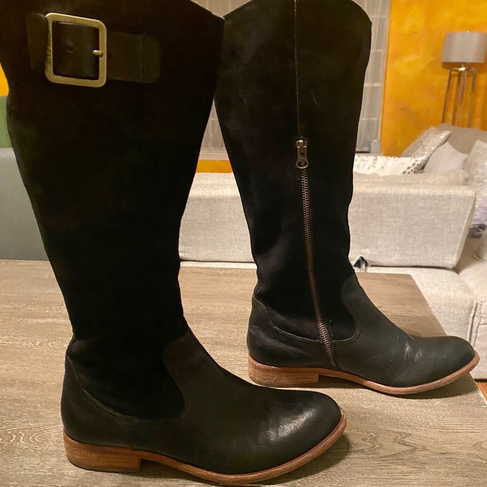 Kork Knee High Black Boots